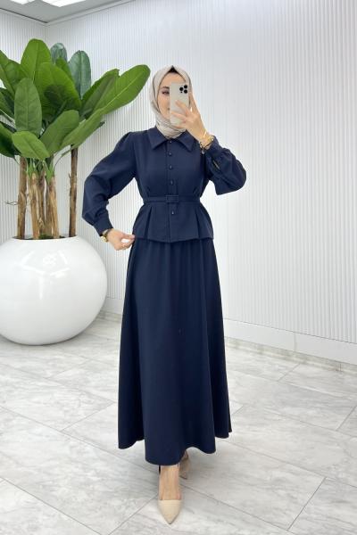 Lacivert Eftelya Etek Takım Tesettür Giyim