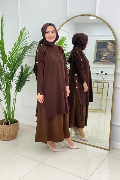 LUMİA MERSERİZE TUNİK - ACI KAHVE